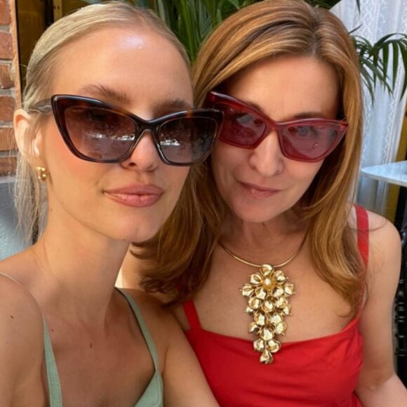 MaxMara LOGO14 MM0063 21G Cat Eye Sunglasses - White/Brown Mirror - Picture 8 of 11